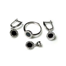 Комплект BVLGARI от четири части с черен емайл